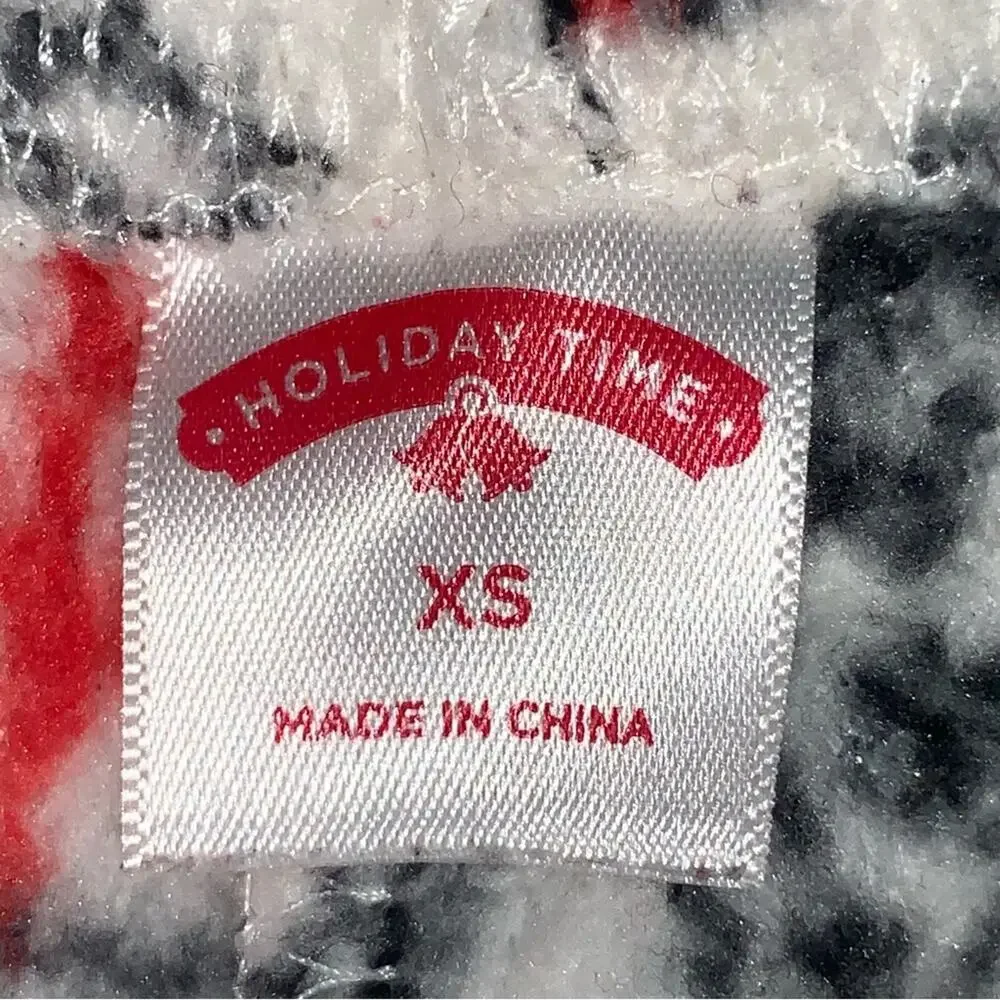 Holiday Time One Piece Hoodie Doggies Print Front Zipper Size XS